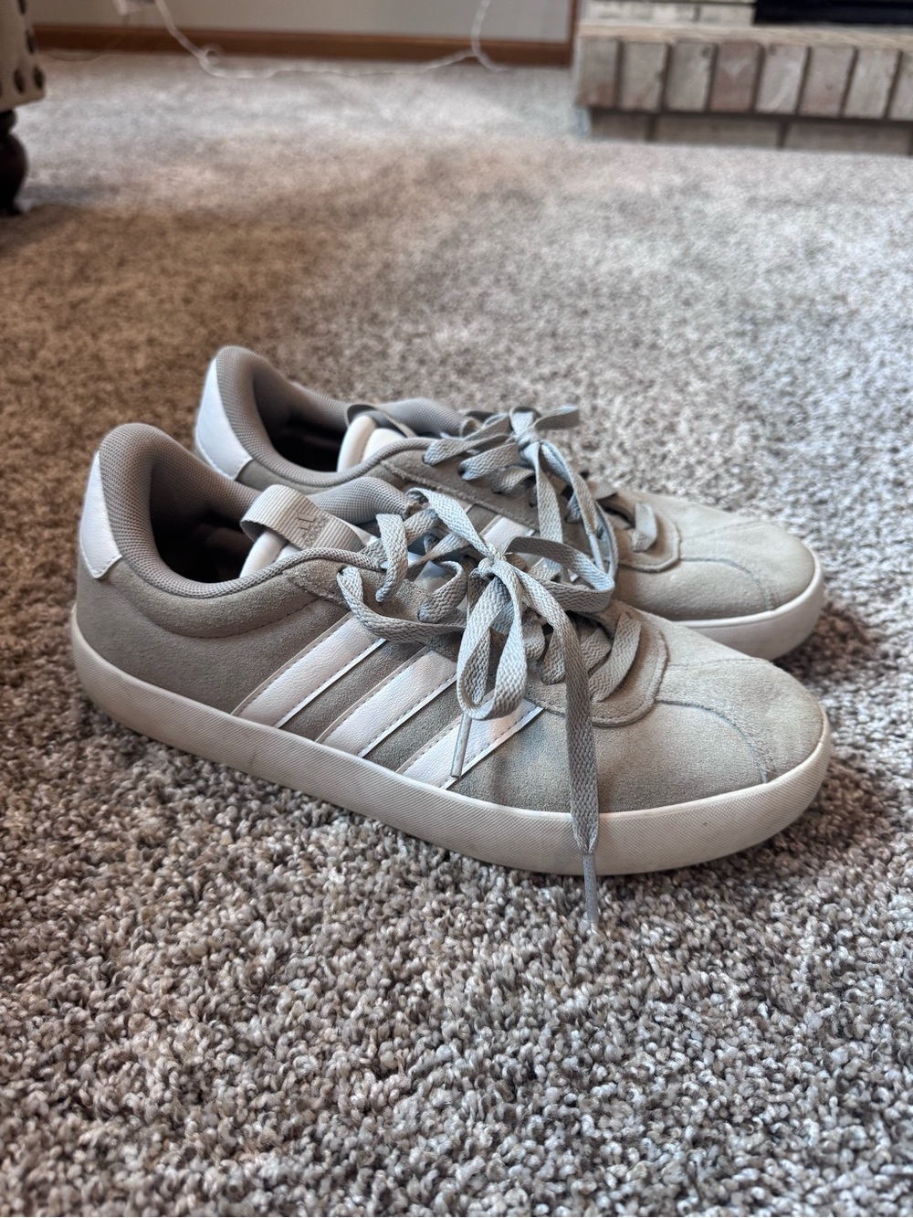 adidas Gray Suede Athletic Sneakers with White Stripes